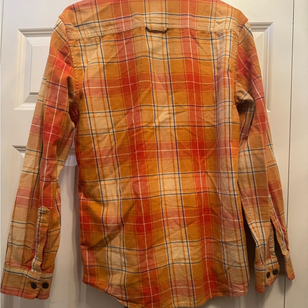 Pendleton Orange Checkered Plaid Flannel Button U… - image 4